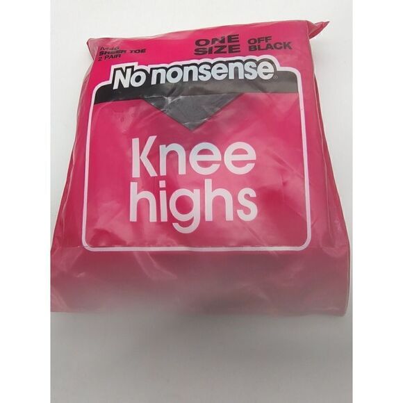 Vintage No Nonsense Knee High Stockings Pantyhose 2-Pair Off Black Sheer Toe - Picture 5 of 5